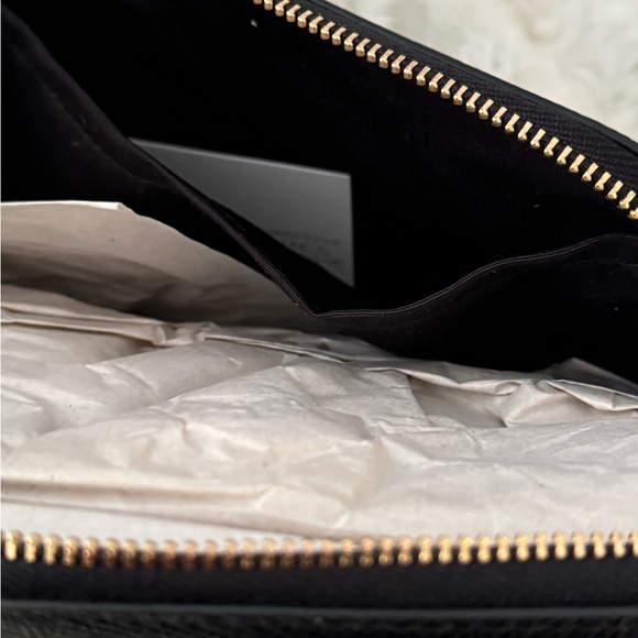 NEW Large Black Leather Cosmetic Bag Gold Zipper - Picture 6 of 11